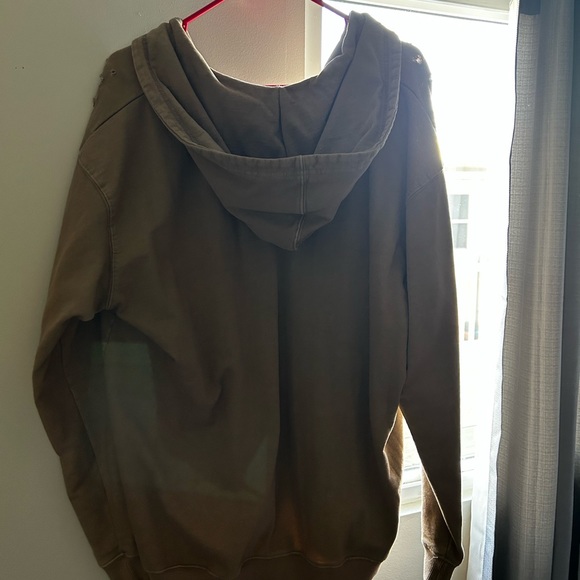 Boohoo Man Tan Oversized Distressed Zip Up - Picture 3 of 3